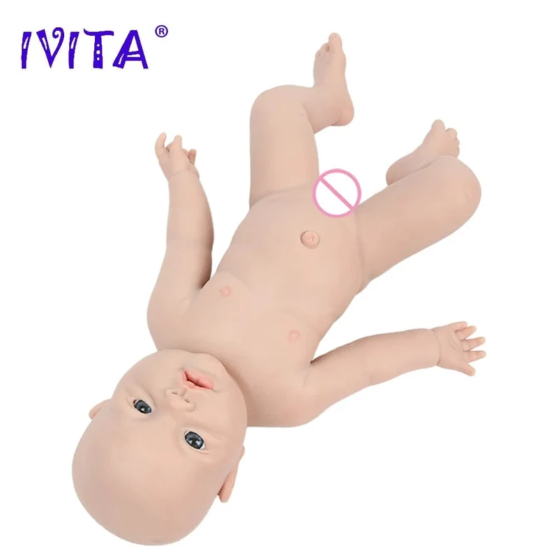 IVITA WG1526 16.92 Zoll 2.69 kg Ganzkörper-Silikon Reborn Babypuppe Realistische Mädchenpuppen Unbemalt DIY Blank Baby Kinderspielzeug