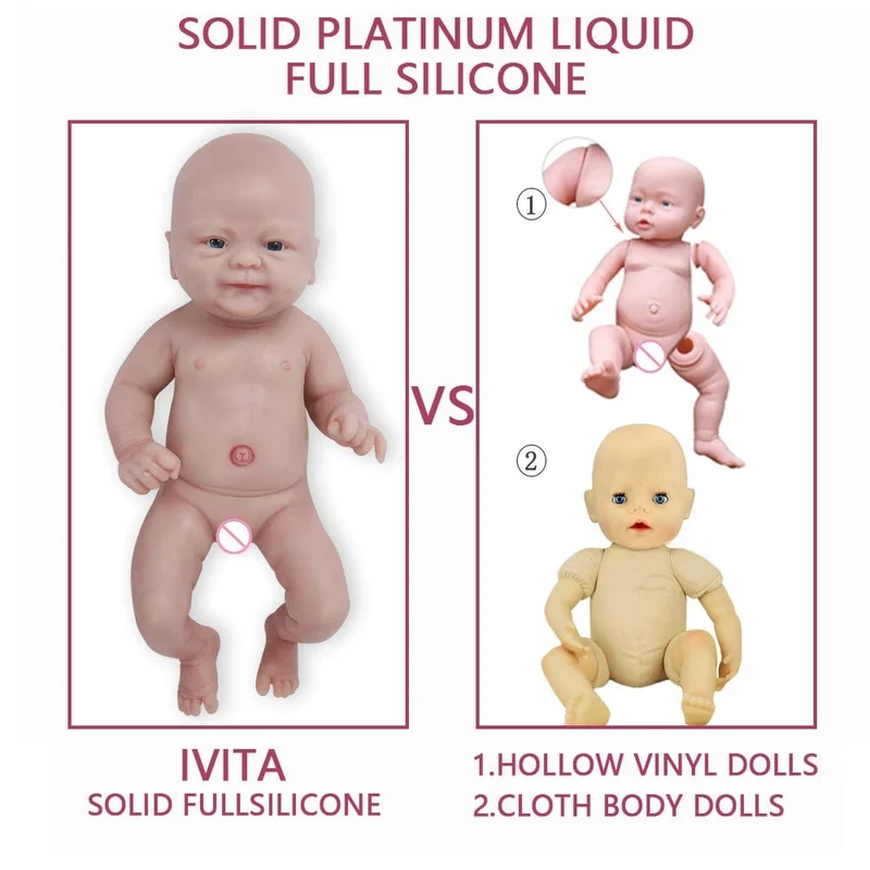 IVITA WG1512 14 Zoll 1.65 kg Ganzkörper-Silikon Bebe Reborn Puppe "Coco" Weiche Puppen Realistische Mädchen Baby DIY Blank Spielzeug für Kinder