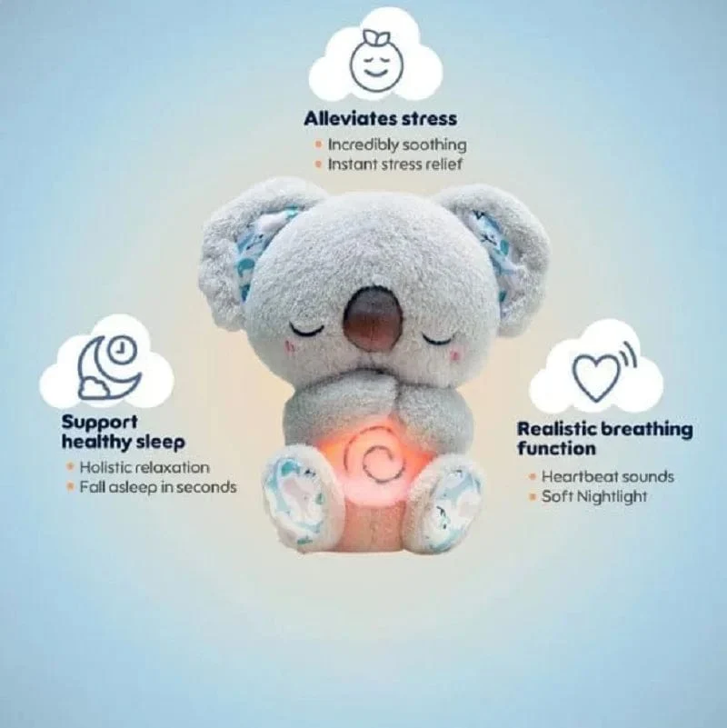 Süßes, beruhigendes Koalabär-Schlafspielzeug für Kinder, beruhigendes Baby, Linderung von Angstzuständen, Atmung, Koala-Spielzeug, Schlafkumpel, Plüschpuppe mit Lichtern