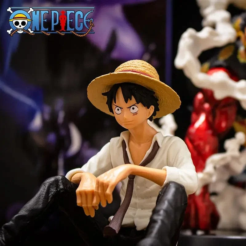 12 cm One Piece Anime Figur Luffy Sitzposition Actionfigur PVC Modellsammlung Statue Figur Puppenspielzeug für Geburtstagsgeschenk