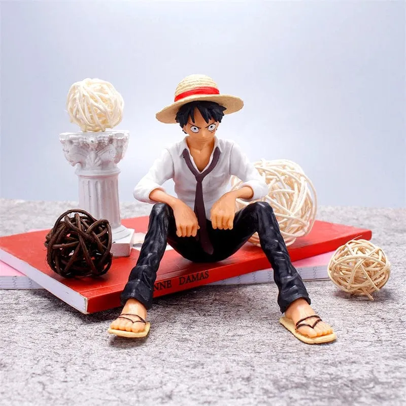 12 cm One Piece Anime Figur Luffy Sitzposition Actionfigur PVC Modellsammlung Statue Figur Puppenspielzeug für Geburtstagsgeschenk