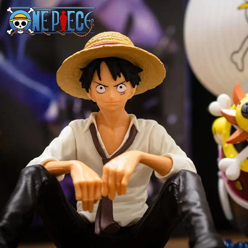 12 cm One Piece Anime Figur Luffy Sitzposition Actionfigur PVC Modellsammlung Statue Figur Puppenspielzeug für Geburtstagsgeschenk
