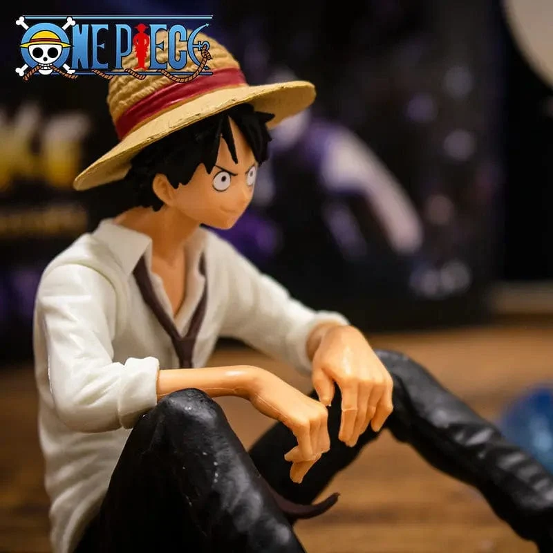 12 cm One Piece Anime Figur Luffy Sitzposition Actionfigur PVC Modellsammlung Statue Figur Puppenspielzeug für Geburtstagsgeschenk