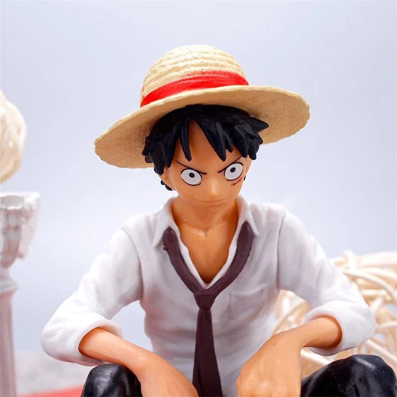 12 cm One Piece Anime Figur Luffy Sitzposition Actionfigur PVC Modellsammlung Statue Figur Puppenspielzeug für Geburtstagsgeschenk