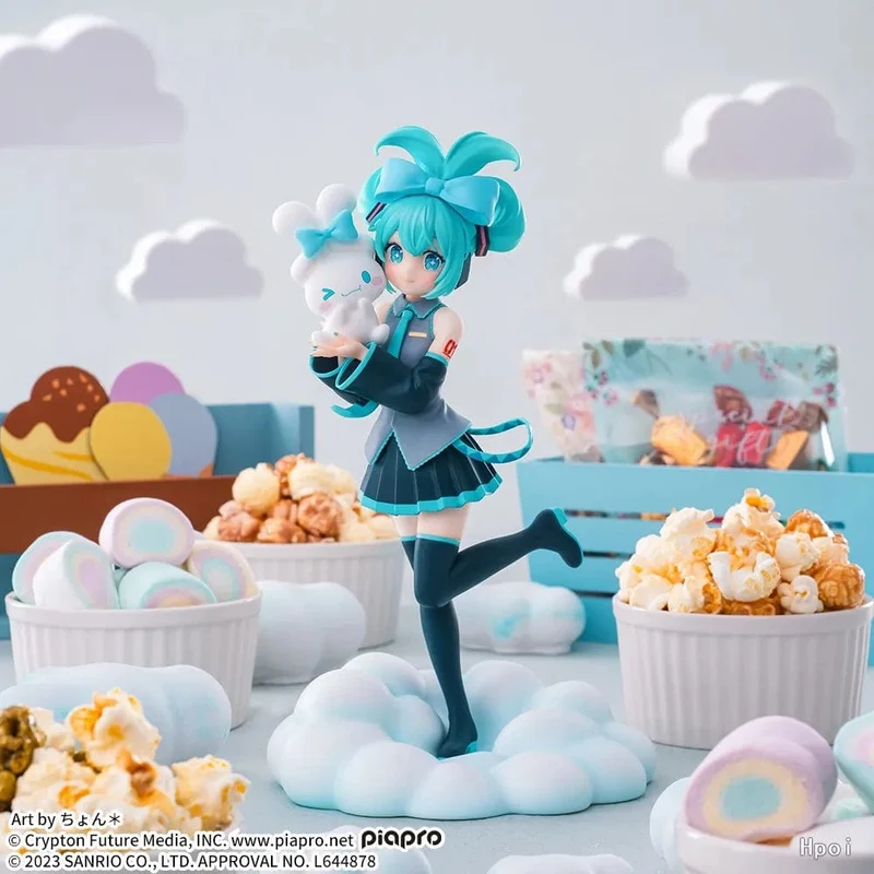 17CM Anime Hatsune Miku X Cinnamoroll Figur Anime Periphere Sammlermodelle Dekorative Dekorationen Kinder Kawaii Geschenk