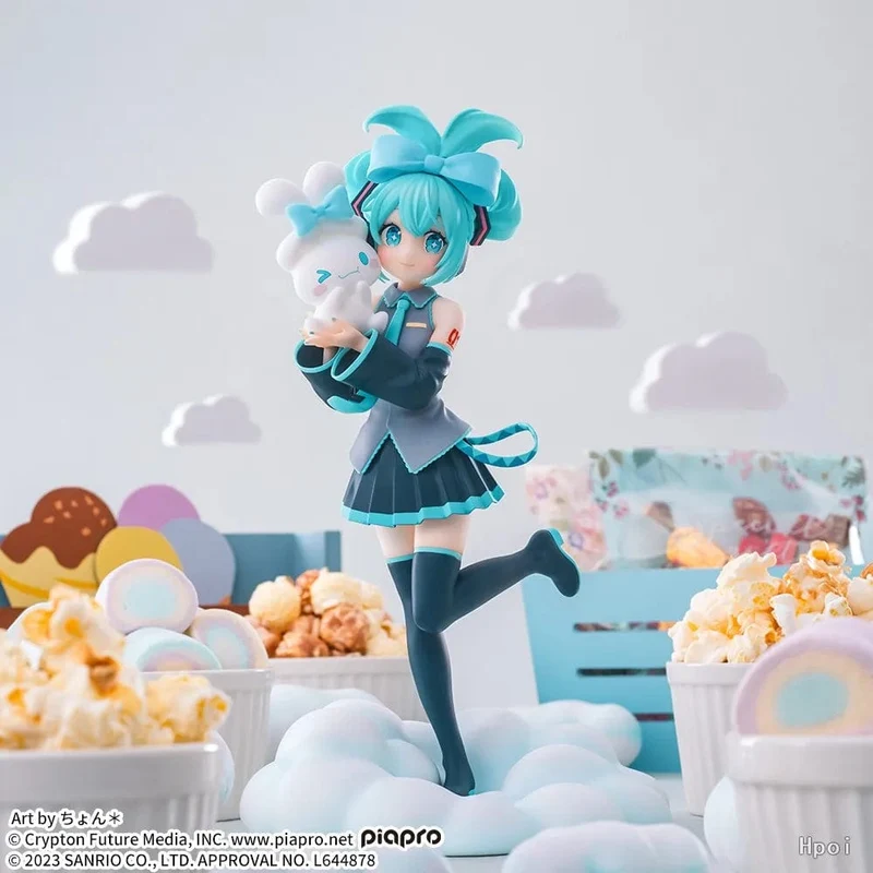 17CM Anime Hatsune Miku X Cinnamoroll Figur Anime Periphere Sammlermodelle Dekorative Dekorationen Kinder Kawaii Geschenk