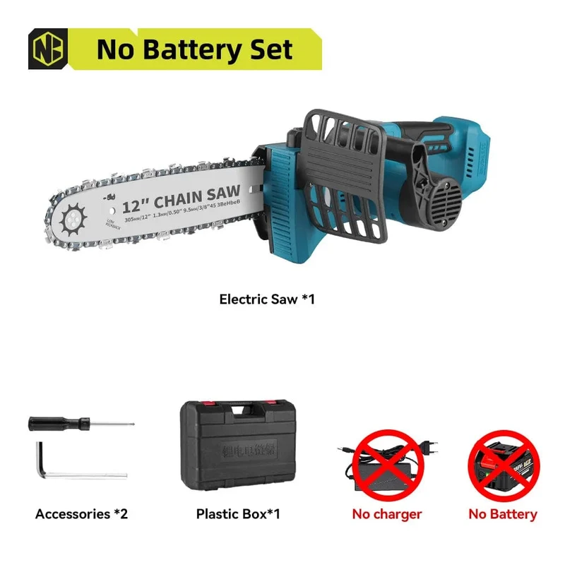 12 Zoll bürstenlose elektrische Säge mit Öler, schnurlose, tragbare Garten-Holzbearbeitungs-Schneidwerkzeugmaschine für Makita 18V-Batterie