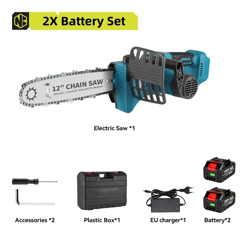 12 Zoll bürstenlose elektrische Säge mit Öler, schnurlose, tragbare Garten-Holzbearbeitungs-Schneidwerkzeugmaschine für Makita 18V-Batterie
