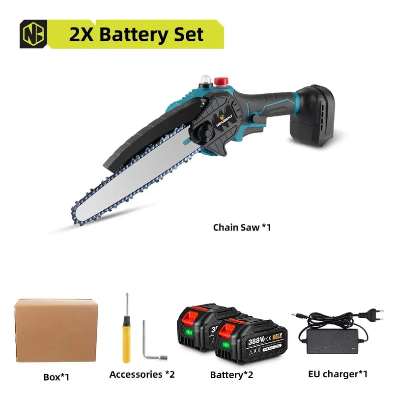NEWBENY 8 Zoll bürstenlose elektrische Säge mit Öler, kabellose Holzbearbeitungs-Gartensäge, Elektrowerkzeuge für Makita 18V Batterie