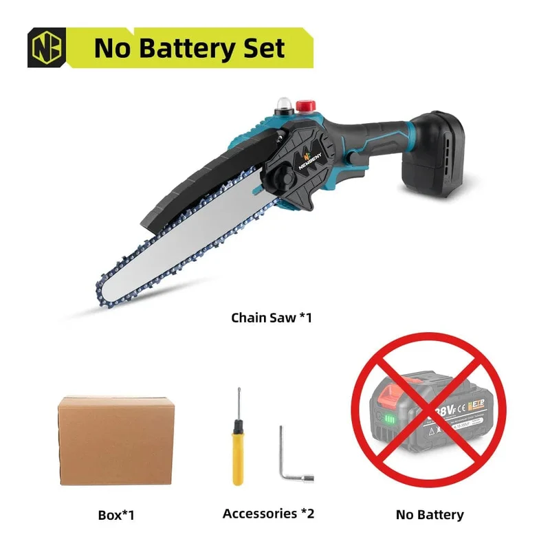 NEWBENY 8 Zoll bürstenlose elektrische Säge mit Öler, kabellose Holzbearbeitungs-Gartensäge, Elektrowerkzeuge für Makita 18V Batterie
