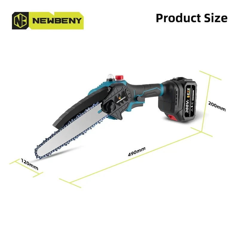 NEWBENY 8 Zoll bürstenlose elektrische Säge mit Öler, kabellose Holzbearbeitungs-Gartensäge, Elektrowerkzeuge für Makita 18V Batterie