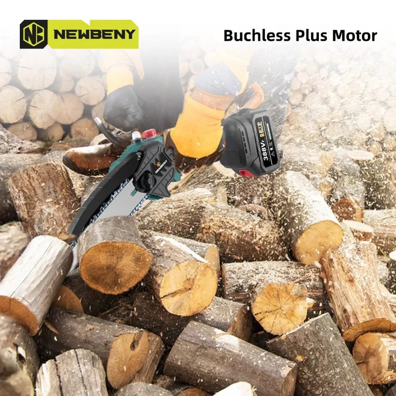 NEWBENY 8 Zoll bürstenlose elektrische Säge mit Öler, kabellose Holzbearbeitungs-Gartensäge, Elektrowerkzeuge für Makita 18V Batterie