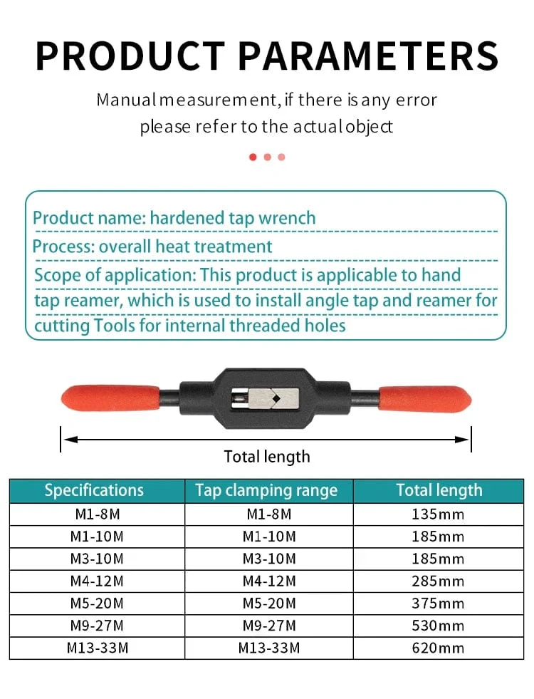 Verstellbarer Windeisengriff für metrische Gewindebohrer M1-M8~M9-M27. Superharter Gewindebohrerreibahle aus Kohlenstoffstahl. Handgewindeschneidwerkzeuge
