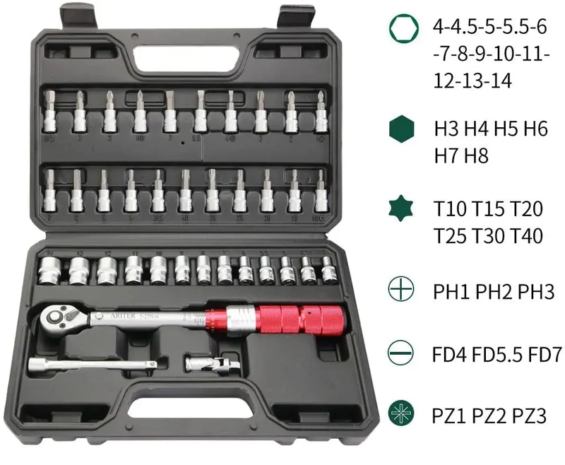 ARITER 1/4 3/8 1/2 Vierkant-Drehmomentschlüssel 0.5-350N.m Genauigkeit 3 ​​% Auto-Fahrrad-Reparatur Handwerkzeuge Schraubenschlüssel Zweiwege-Ratschenschlüssel