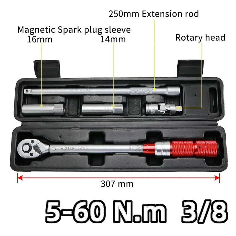 ARITER 1/4 3/8 1/2 Vierkant-Drehmomentschlüssel 0.5-350N.m Genauigkeit 3 ​​% Auto-Fahrrad-Reparatur Handwerkzeuge Schraubenschlüssel Zweiwege-Ratschenschlüssel