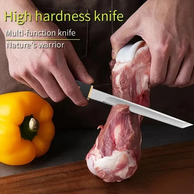 2024Geschmiedetes Ausbeinmesser, Fleischerbeil, Edelstahl, mongolisches Küchenhandmesser, Fleisch- und Obstmesser, geröstetes Lammsteakmesser mit Abdeckung