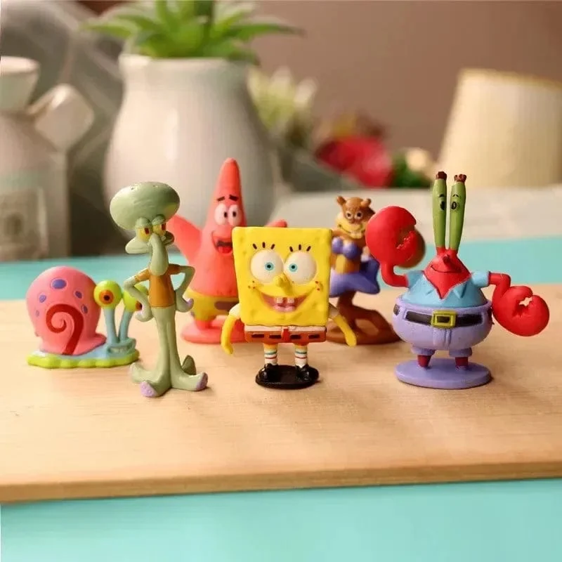 6 stücke/set 5.6 CM Spongebob Action-figuren Cartoon Film Mini Puppen Kinder Geburtstag Geschenke Set