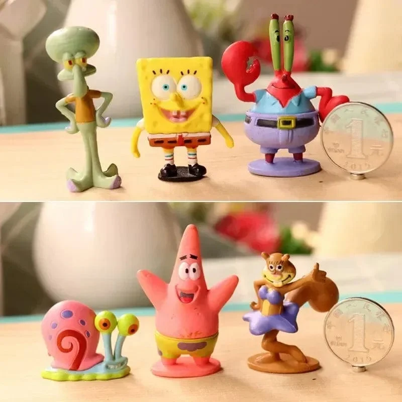 6 stücke/set 5.6 CM Spongebob Action-figuren Cartoon Film Mini Puppen Kinder Geburtstag Geschenke Set