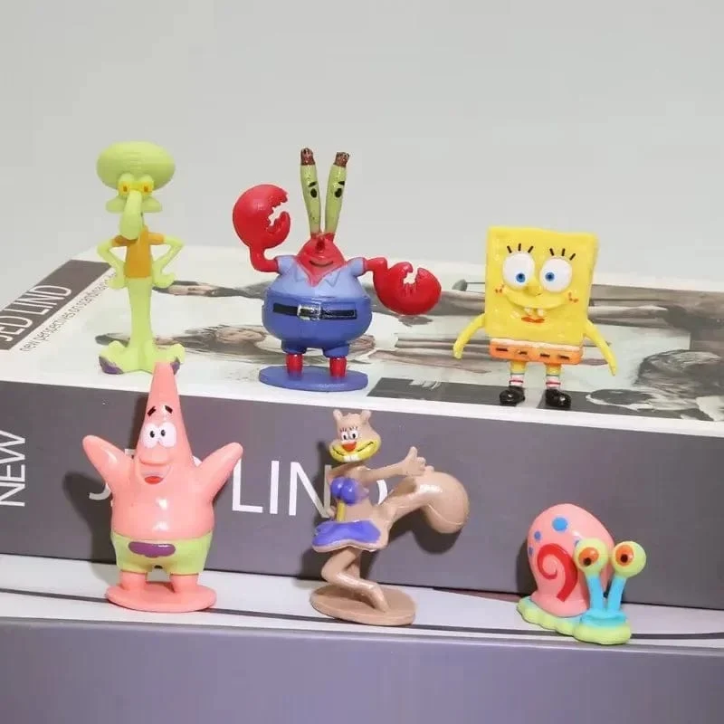 6 stücke/set 5.6 CM Spongebob Action-figuren Cartoon Film Mini Puppen Kinder Geburtstag Geschenke Set
