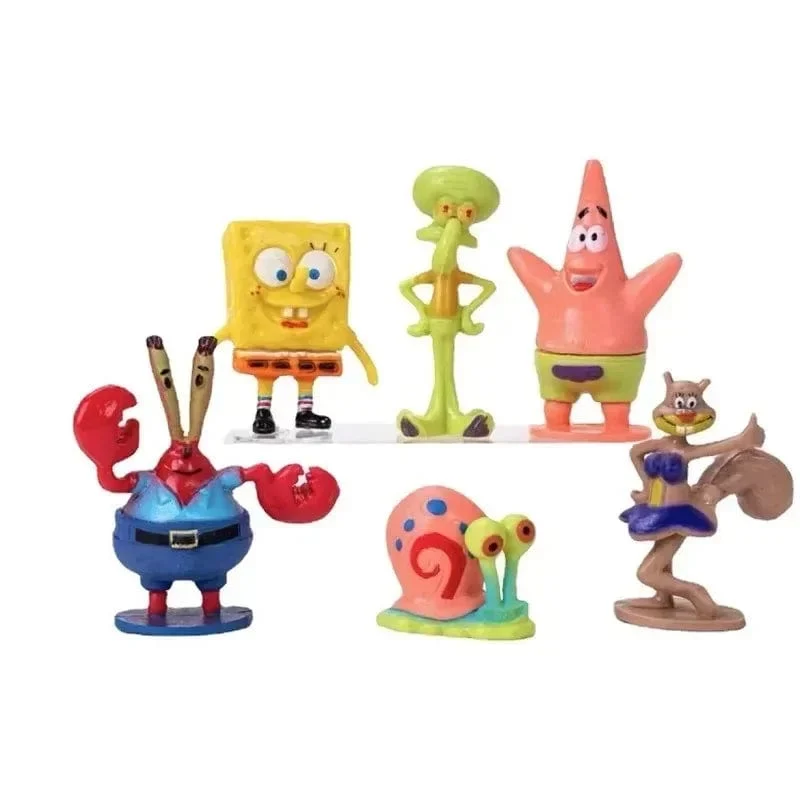 6 stücke/set 5.6 CM Spongebob Action-figuren Cartoon Film Mini Puppen Kinder Geburtstag Geschenke Set