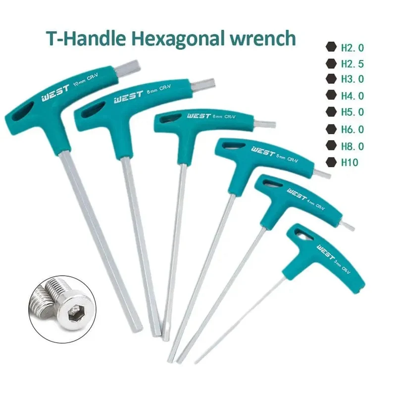 T-Griff Sechskant-Inbusschlüssel Schrauben Schraubendreher Treiber Werkzeug Inbusschlüssel 2mm/2.5mm/3mm/4mm/5mm/6mm/8mm/10mm T-Griff Schraubenschlüssel Inbusschlüssel