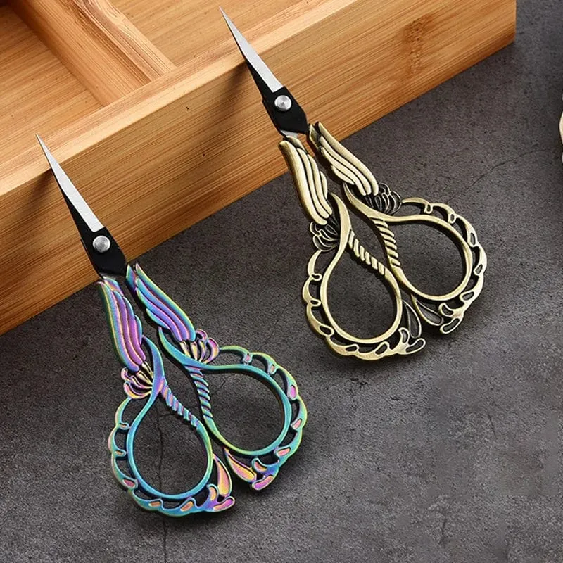 Vintage Edelstahlschere, DIY-Stoffschere, Schneiderschere, Bastelschere aus Edelstahl mit Pflaumenblütenmuster, Nähwerkzeug