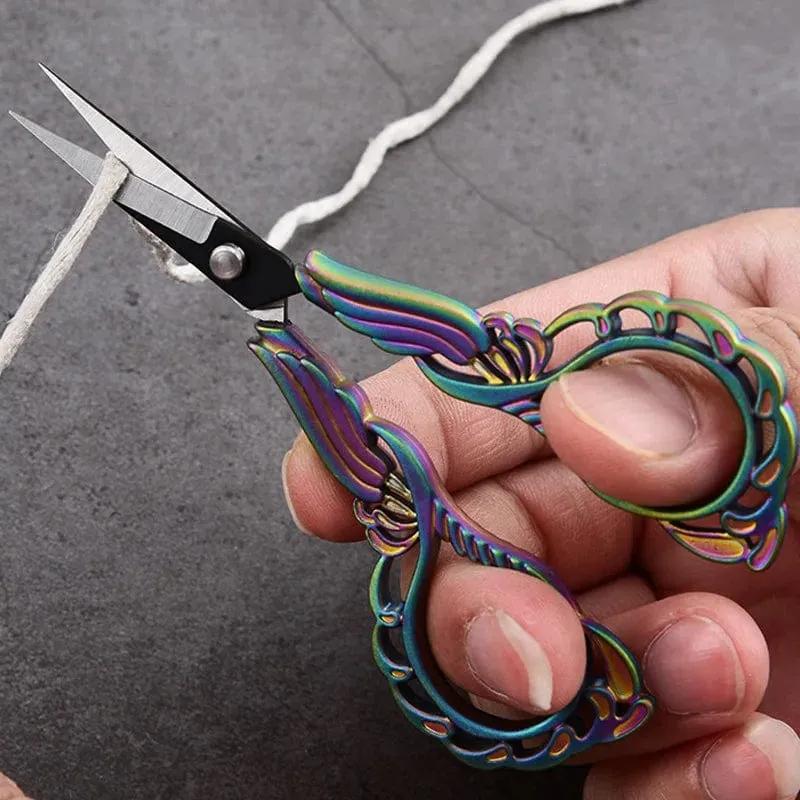 Vintage Edelstahlschere, DIY-Stoffschere, Schneiderschere, Bastelschere aus Edelstahl mit Pflaumenblütenmuster, Nähwerkzeug
