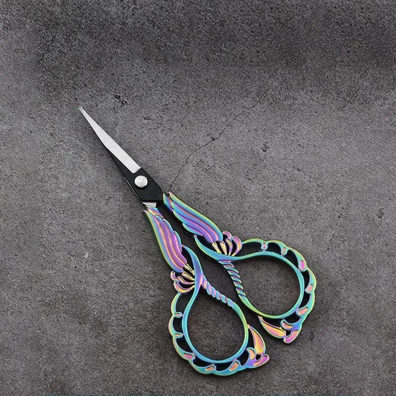 Vintage Edelstahlschere, DIY-Stoffschere, Schneiderschere, Bastelschere aus Edelstahl mit Pflaumenblütenmuster, Nähwerkzeug