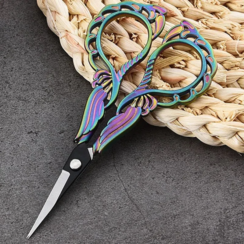 Vintage Edelstahlschere, DIY-Stoffschere, Schneiderschere, Bastelschere aus Edelstahl mit Pflaumenblütenmuster, Nähwerkzeug