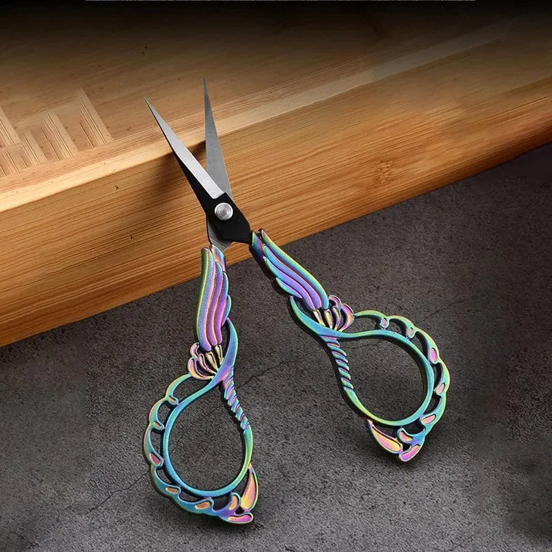Vintage Edelstahlschere, DIY-Stoffschere, Schneiderschere, Bastelschere aus Edelstahl mit Pflaumenblütenmuster, Nähwerkzeug