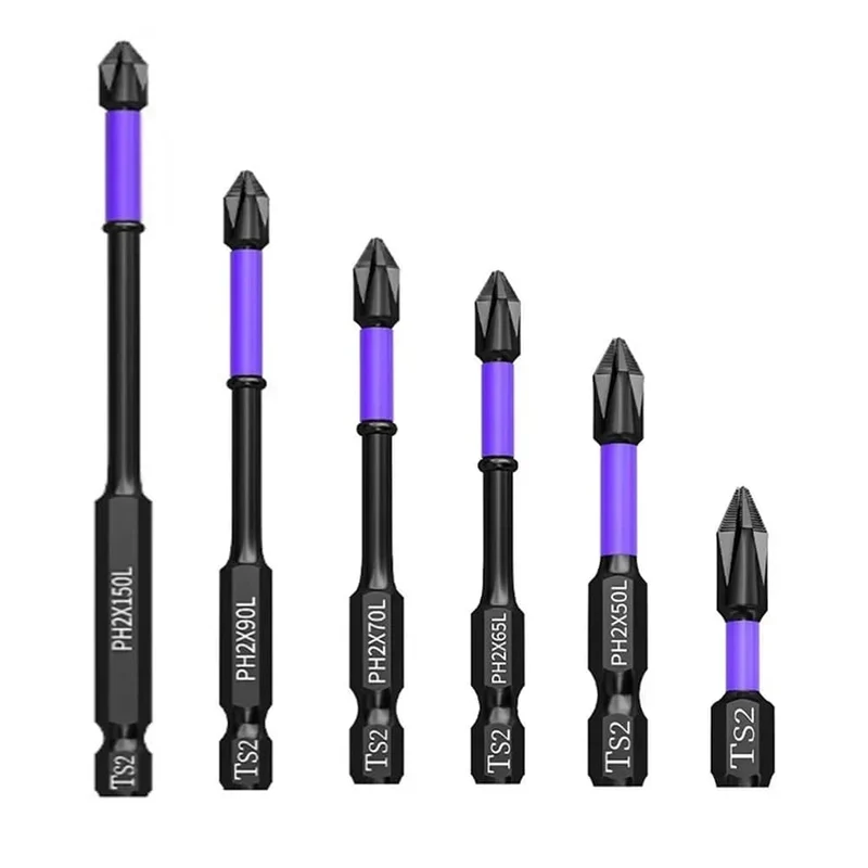 5/10 Stück PH2 Magnet-Schraubendreherbits, rutschfest, Kreuzschlitz, 25–150 mm, für elektrische Schlagbohrmaschinen und Handbohrmaschinen