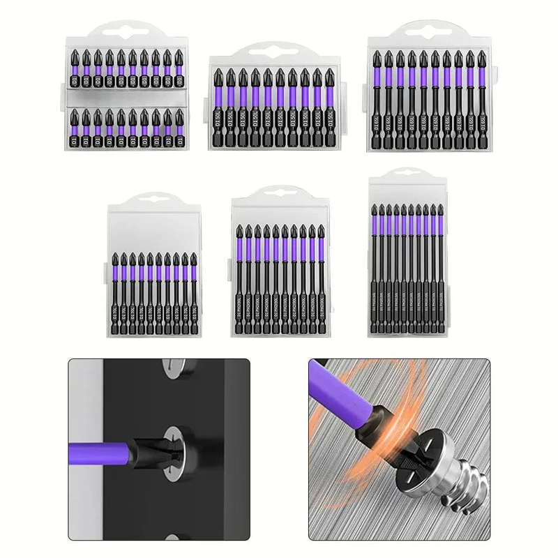 5/10 Stück PH2 Magnet-Schraubendreherbits, rutschfest, Kreuzschlitz, 25–150 mm, für elektrische Schlagbohrmaschinen und Handbohrmaschinen