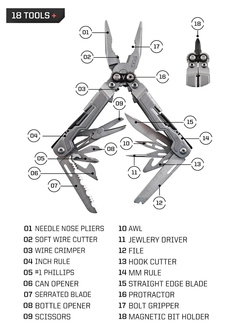 SOG 18 in 1 PowerPint Multi-Tool Zange Mini Klapp Hand Werkzeuge Tragbare EDC Outdoor Survival Camping Ausrüstung PP1001/1002-CP