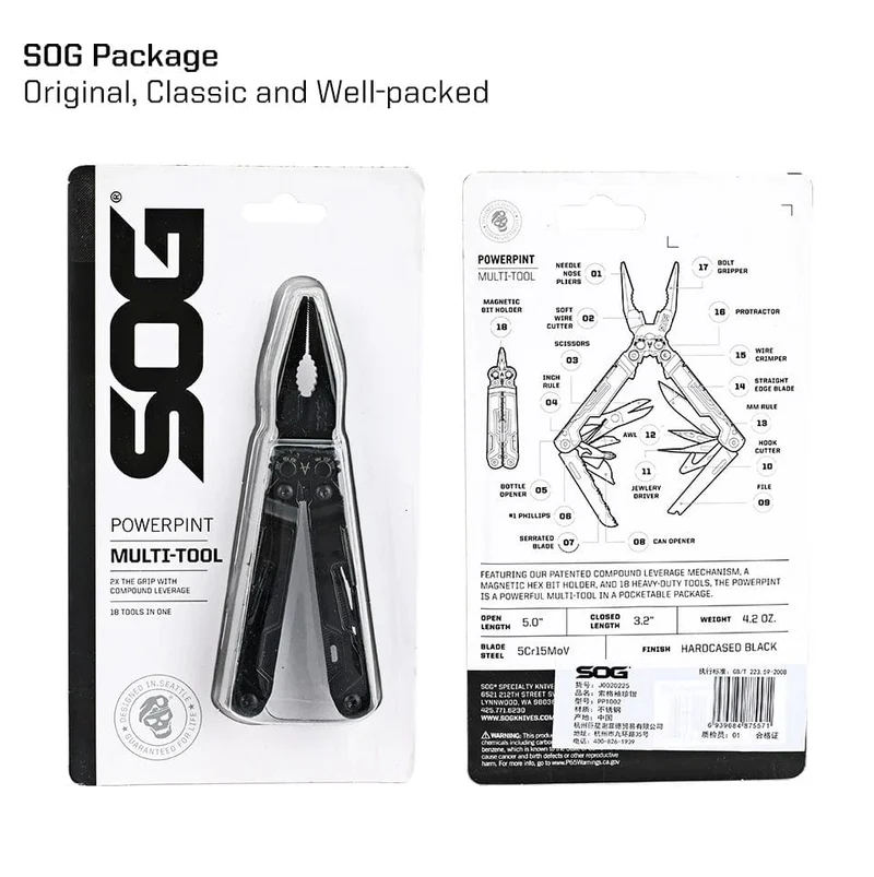 SOG 18 in 1 PowerPint Multi-Tool Zange Mini Klapp Hand Werkzeuge Tragbare EDC Outdoor Survival Camping Ausrüstung PP1001/1002-CP
