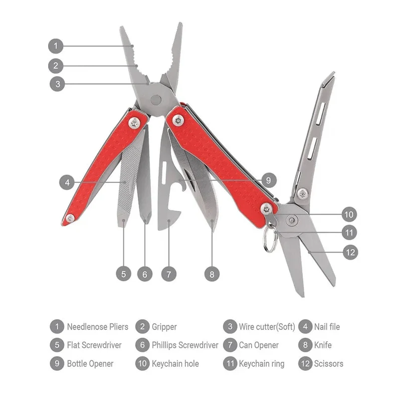 NexTool Mini Flagship Rot/Grün 10 IN 1 Multifunktionales faltbares EDC-Handwerkzeug Schraubendreher Minizange Flaschenöffner Outdoor