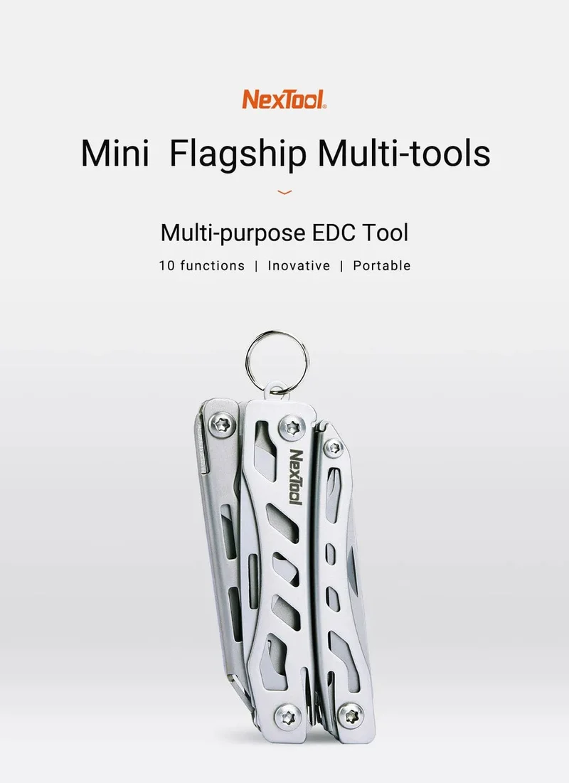 NexTool Mini Flagship Rot/Grün 10 IN 1 Multifunktionales faltbares EDC-Handwerkzeug Schraubendreher Minizange Flaschenöffner Outdoor