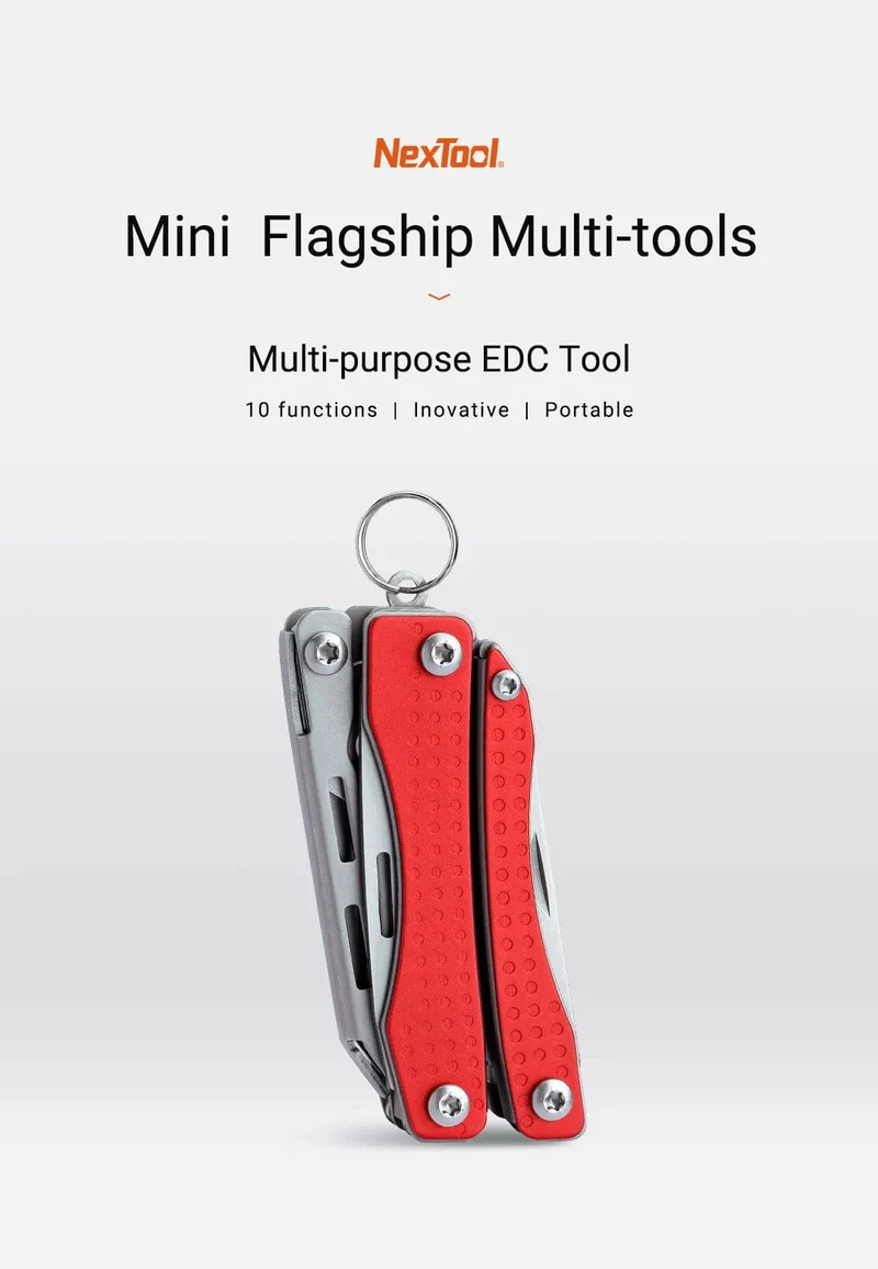 NexTool Mini Flagship Rot/Grün 10 IN 1 Multifunktionales faltbares EDC-Handwerkzeug Schraubendreher Minizange Flaschenöffner Outdoor