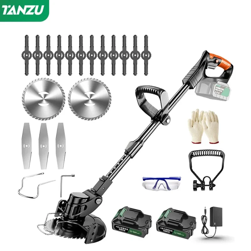 Elektrischer Rasenmäher 21V Handheld 1880W Grasschneiden Holztrimmer Länge einstellbar mit Batterie Schnurloser Gartenstrombeschnitt