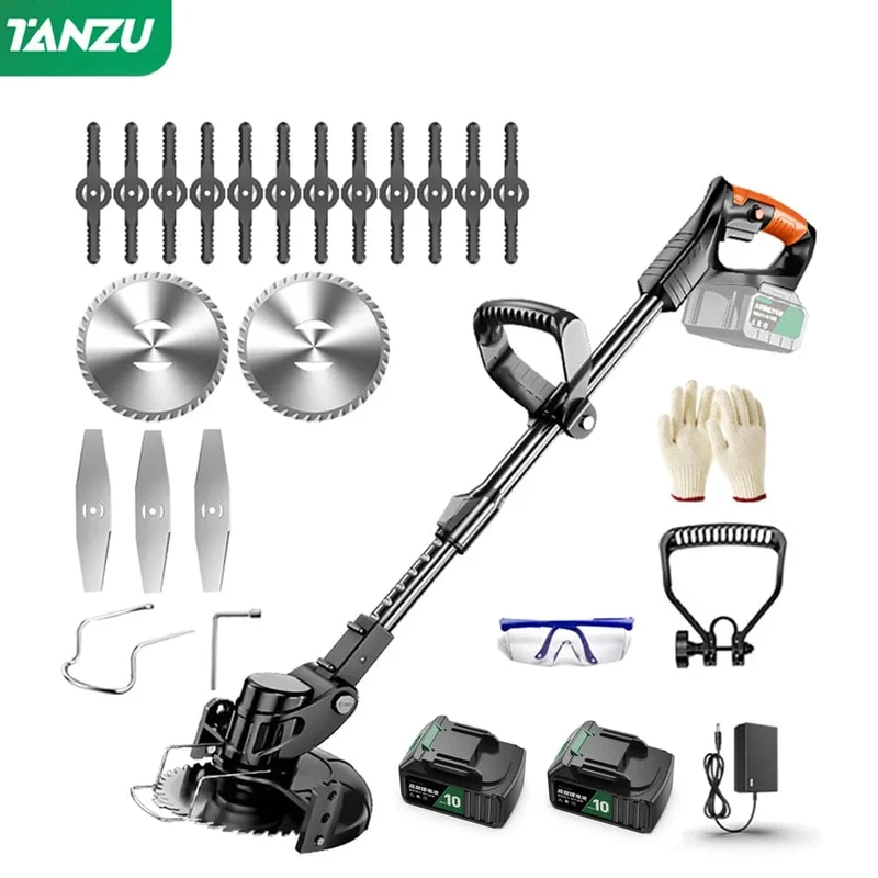 Elektrischer Rasenmäher 21V Handheld 1880W Grasschneiden Holztrimmer Länge einstellbar mit Batterie Schnurloser Gartenstrombeschnitt