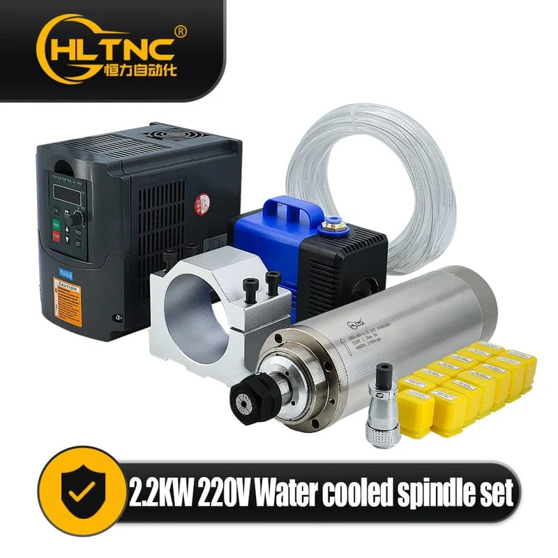 Verkauf Wasserkühlung Spindelmotor Kit 2.2 kW 2200 W Runde Spindel 24000 RPM + VFD Inverter Mit RS485 + 13 stücke ER20 Für CNC Fräsen