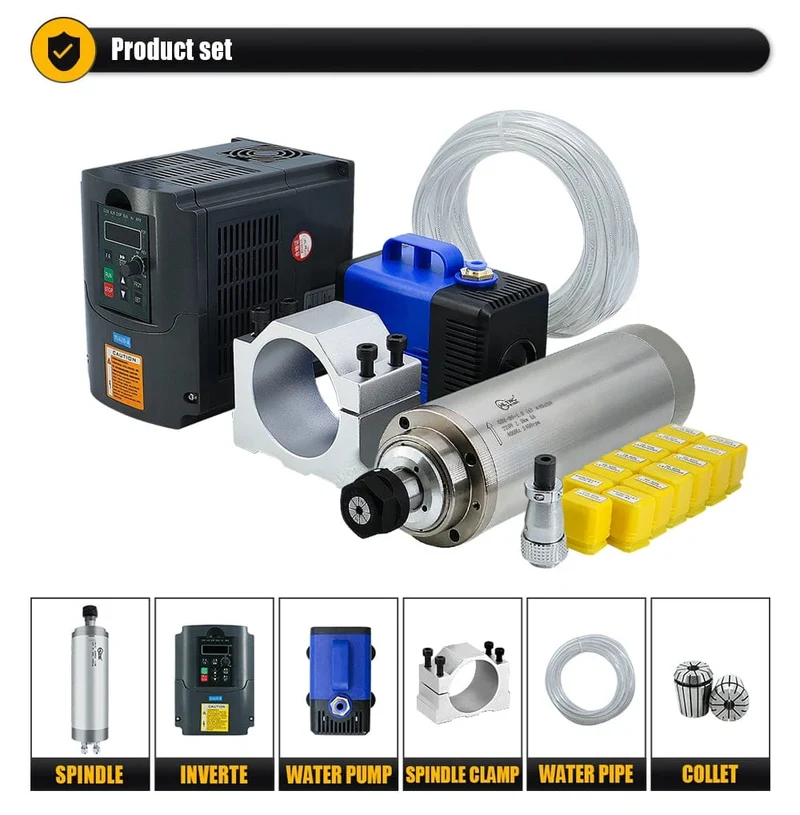 Verkauf Wasserkühlung Spindelmotor Kit 2.2 kW 2200 W Runde Spindel 24000 RPM + VFD Inverter Mit RS485 + 13 stücke ER20 Für CNC Fräsen