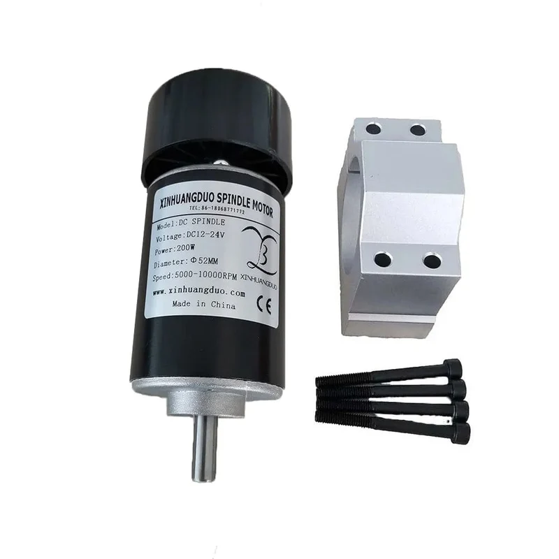Luftgekühlter 0.2 kW luftgekühlter Spindelmotor CNC 200 W Spindelmotor + Klemme für CNC-Maschine DIY CNC 24 VDC 10000 U/min