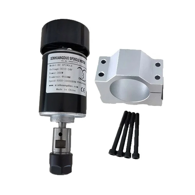 Luftgekühlter 0.2 kW luftgekühlter Spindelmotor CNC 200 W Spindelmotor + Klemme für CNC-Maschine DIY CNC 24 VDC 10000 U/min