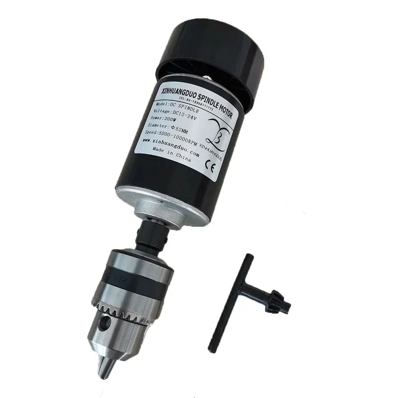 Luftgekühlter 0.2 kW luftgekühlter Spindelmotor CNC 200 W Spindelmotor + Klemme für CNC-Maschine DIY CNC 24 VDC 10000 U/min