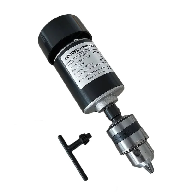 Luftgekühlter 0.2 kW luftgekühlter Spindelmotor CNC 200 W Spindelmotor + Klemme für CNC-Maschine DIY CNC 24 VDC 10000 U/min