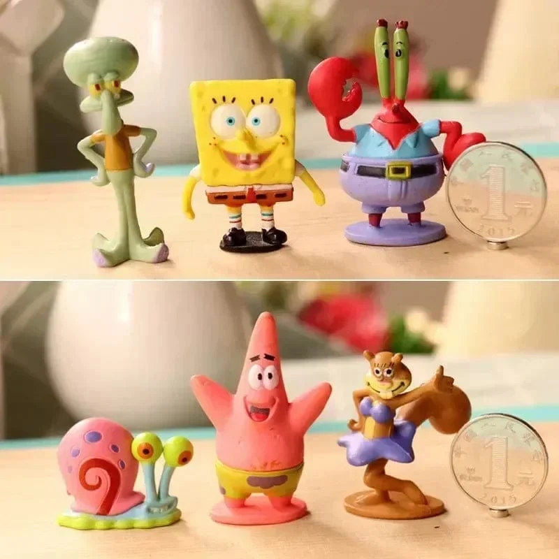 6 stücke/set 5.6 CM Spongebob Action-figuren Cartoon Film Mini Puppen Kinder Geburtstag Geschenke Set