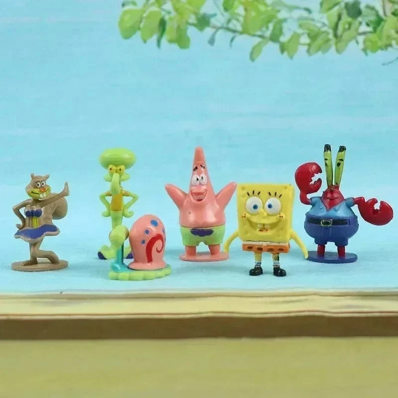 6 stücke/set 5.6 CM Spongebob Action-figuren Cartoon Film Mini Puppen Kinder Geburtstag Geschenke Set