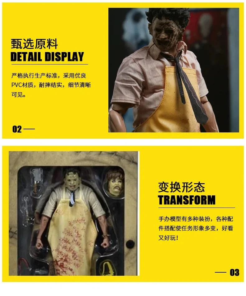 Leatherface Texas Chainsaw Massacre 40. Jahrestag Actionfigur Filmfiguren Terror Modell Puppe Sammlerspielzeug Geschenk