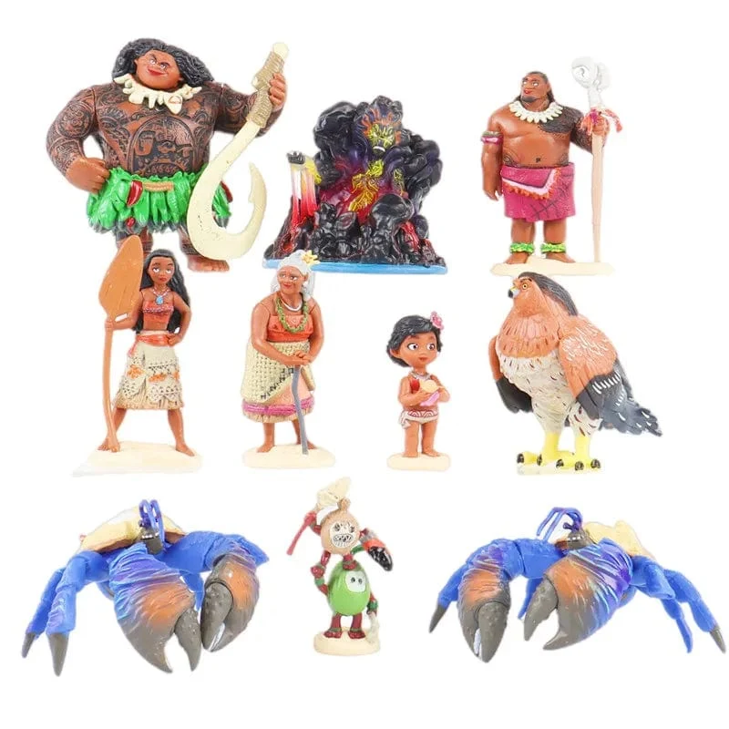 6/10-teiliges Set Disney-Film Moana Figur Puppen Set Halbgott Maui Moana Waialiki Heihei Actionfigur Modell Kindergeburtstagsgeschenk