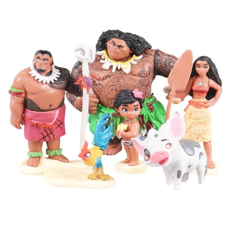 6/10-teiliges Set Disney-Film Moana Figur Puppen Set Halbgott Maui Moana Waialiki Heihei Actionfigur Modell Kindergeburtstagsgeschenk